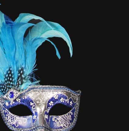Colombina Can Can Silver Blue Masquerade Mask
