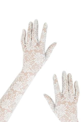 Women's Long White Lace Gloves Masquerade Mask
