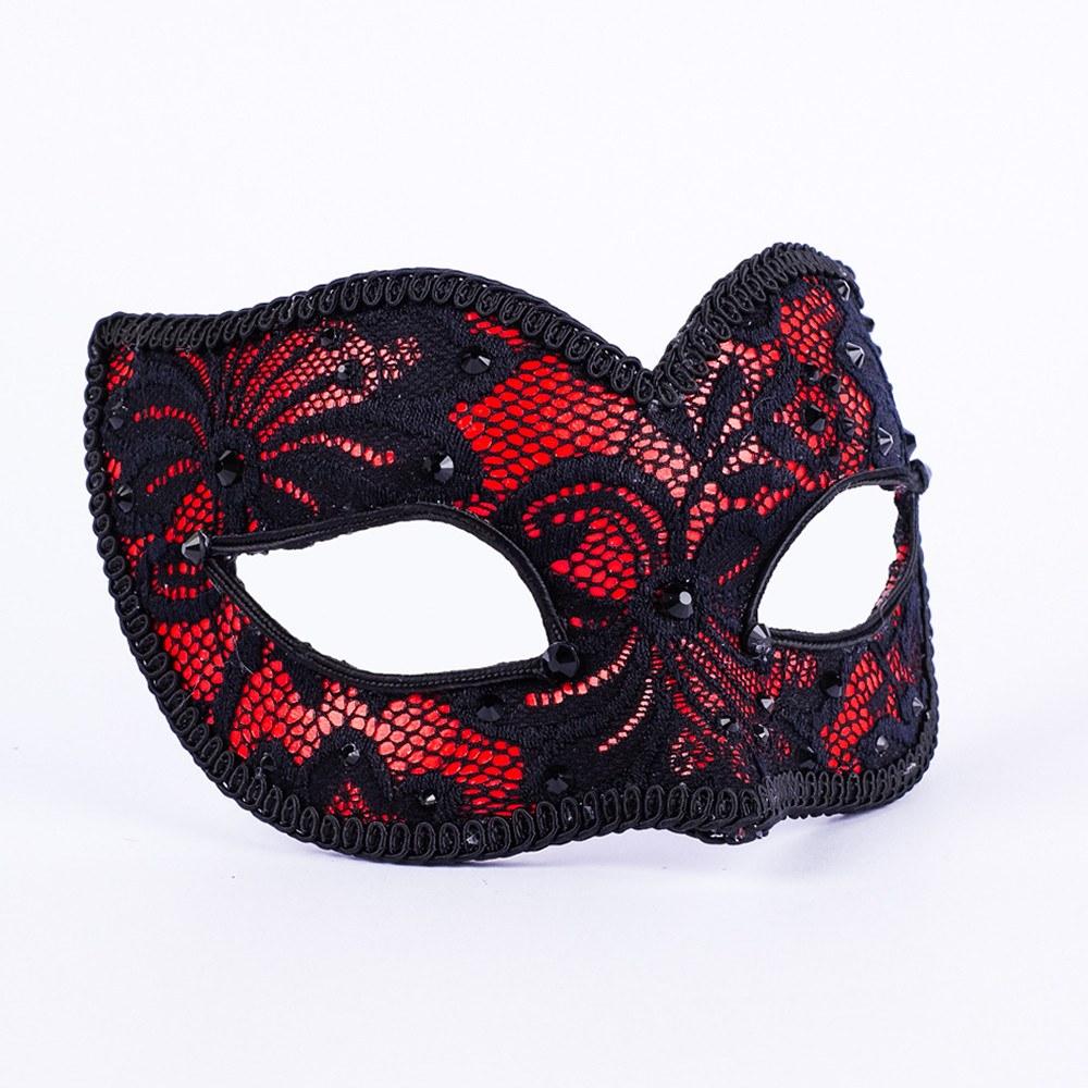 Lacy Cherry Masquerade Mask