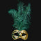 Colombina Piume Mezza Green Masquerade Mask