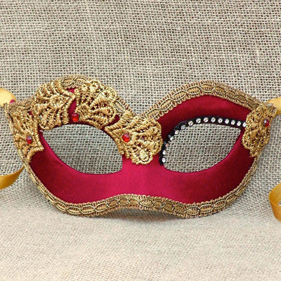 Colombina Deco Rose Red Satin Masquerade Mask