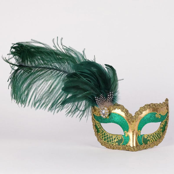 Colombina Can Can Gold Green Masquerade Mask