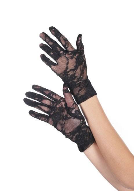 Women's Short Black Lace Gloves Masquerade Mask
