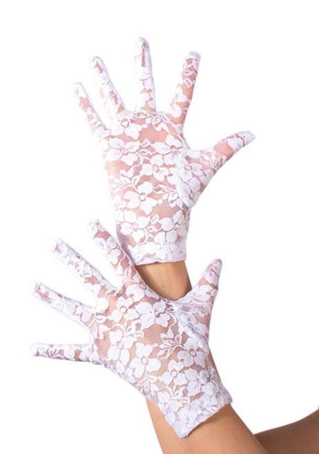 Women's Short White Lace Gloves Masquerade Mask