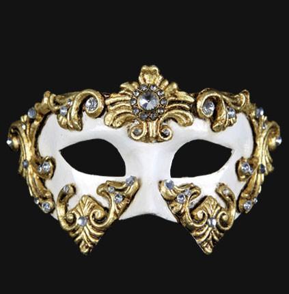 Colombina Barocco Gold White Masquerade Mask | VIVO Masks