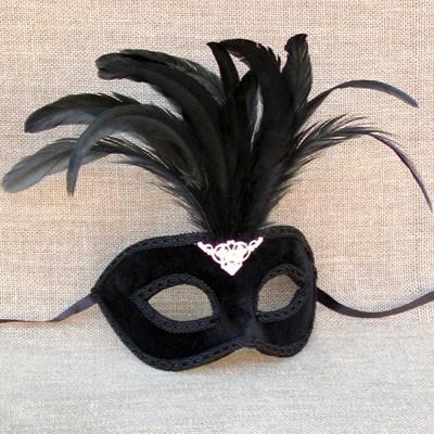Colombina Black Velvet 2 Masquerade Mask