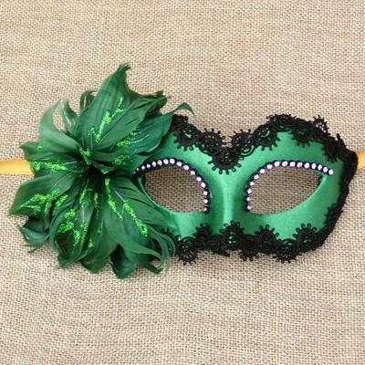 Colombina Fiore Green Feather Masquerade Mask