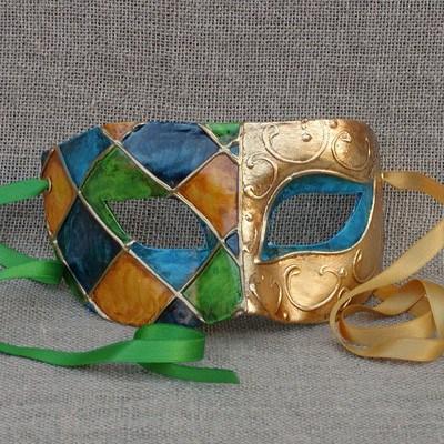 Colombina Harlequin Green/Blue Duo 3 Masquerade Mask