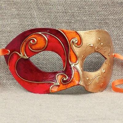 Colombina Harlequin Orange/Red Duo 15 Masquerade Mask