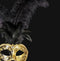 Colombina Piume Mezza Black Masquerade Mask