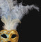 Colombina Piume Mezza SkyBlue Masquerade Mask