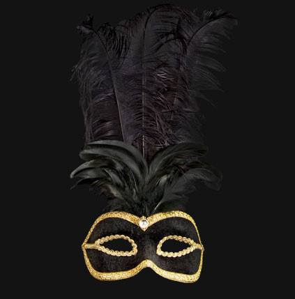 Colombina Piume Velluto Black Masquerade Mask