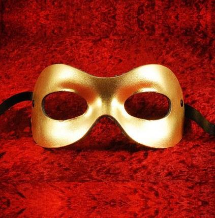 Fellini Leather Gold E Masquerade Mask
