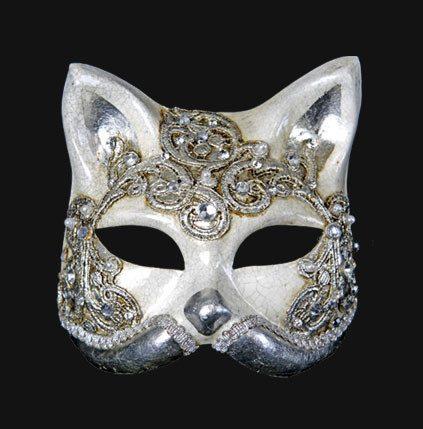 Cat Mask with Metal Ears Silver