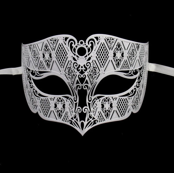 Smoking Metallo White Masquerade Mask