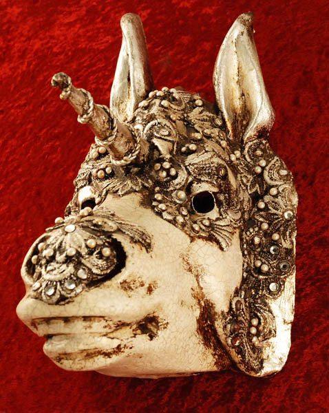 Unicorno Macrame Silver Masquerade Mask